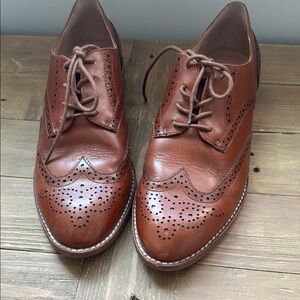 Madewell Brown Flats with Classic Brogue Detailing